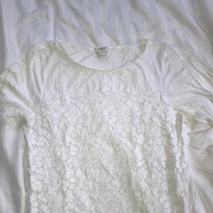 Medium, white, sleeved, lace top